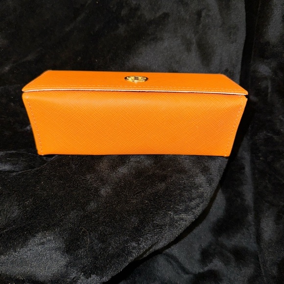 Tory Burch Orange Sunglasses Holder Case CASE ONLY Foldable Secure Case - Picture 4 of 10